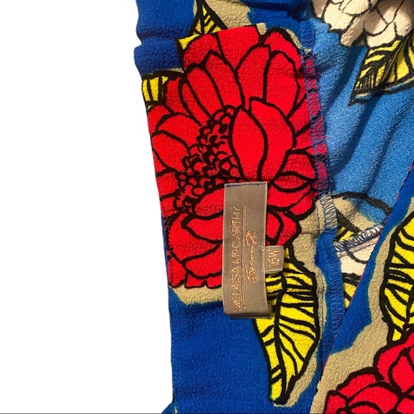 MELISSA MCCARTHY blue bright floral wide leg palazzo pants plus size 16W NWOT - Picture 2 of 5